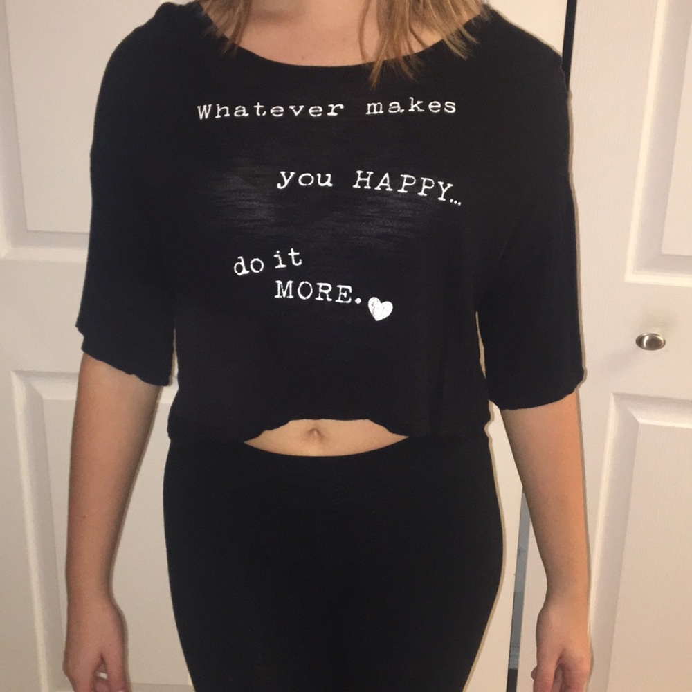 Black Graphic Tee Crop Too